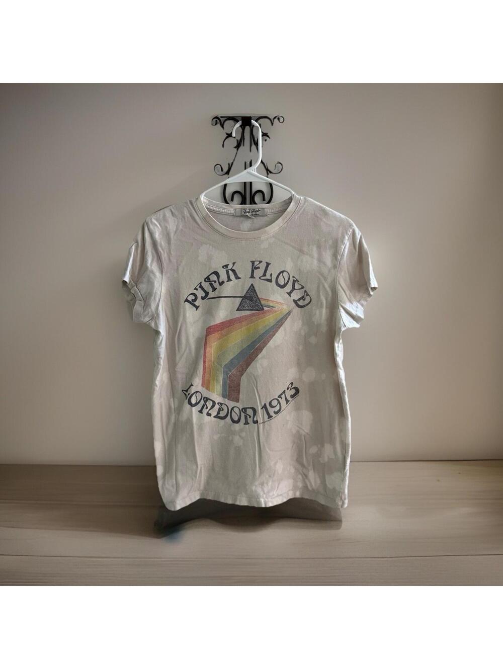 Pink Floyd London 1973 Prism Graphic Tee Small Bleach Dyed Band Shirt